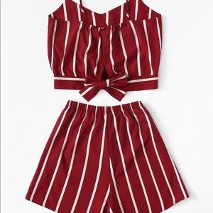 NEW SET. Striped bow tie back with shorts